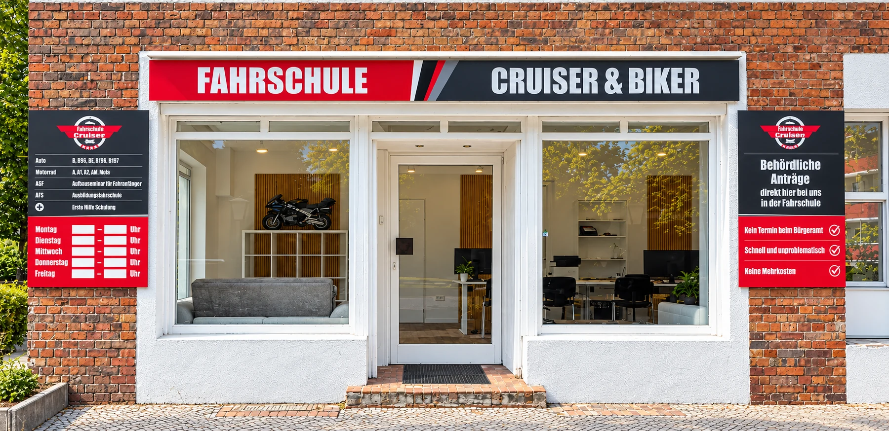 So erkennst du den Eingang von Cruiser & Biker in der Gorkistraße 87