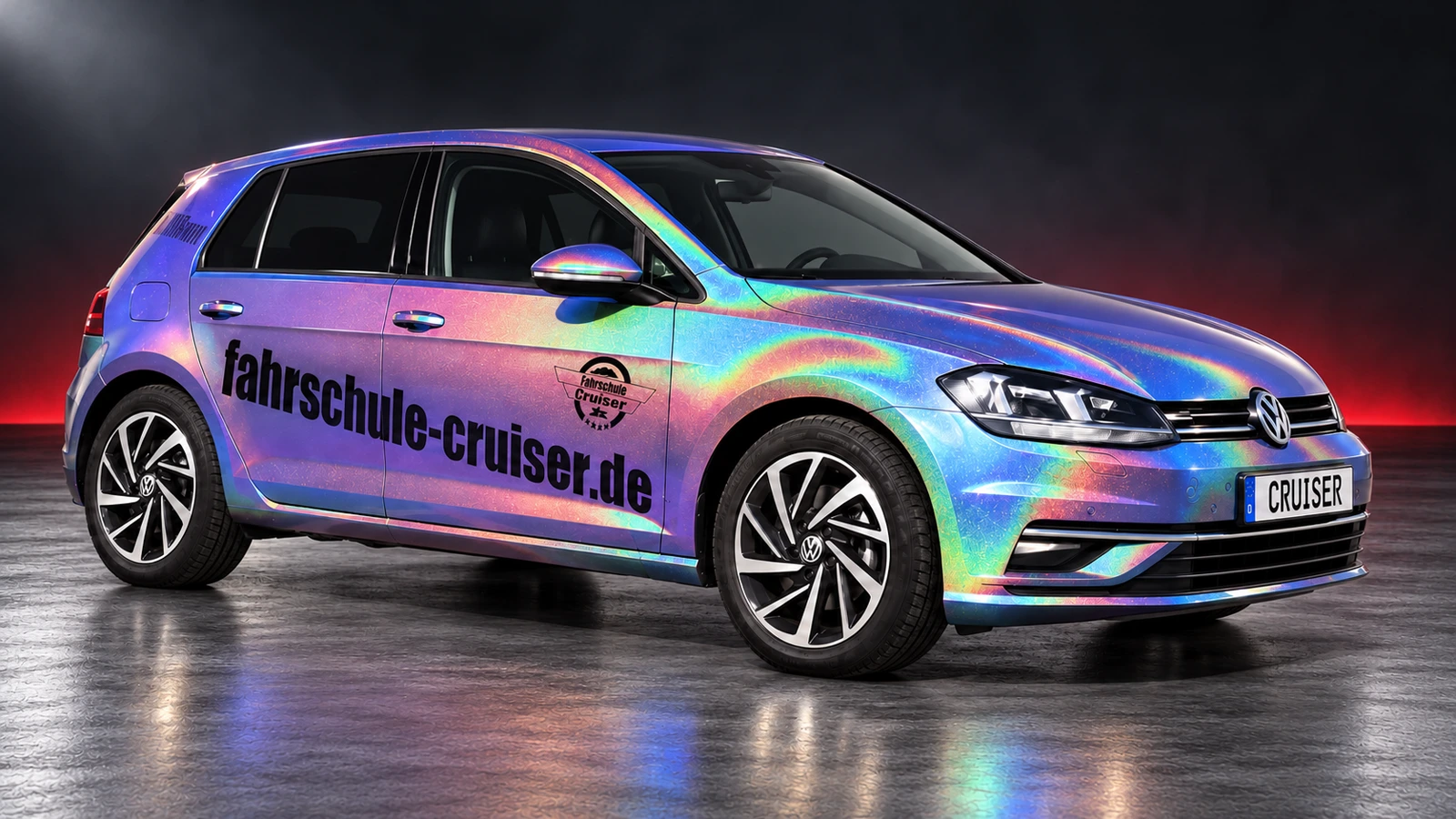 VW Golf 7 · Blau / Holografisch der Fahrschule Cruiser & Biker